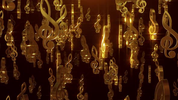 4K VJ Loops Abstract Motion Background || Musical Notes Golden VJ Loops - LED Visuals alt
