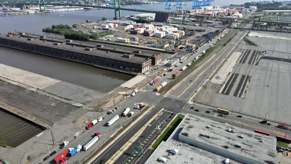 Aerial View in Floating Dock on Shipyard Industry the River Delaware PA Pennsylvania USA alt