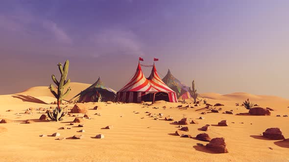 Landscape panorama and circus tents
