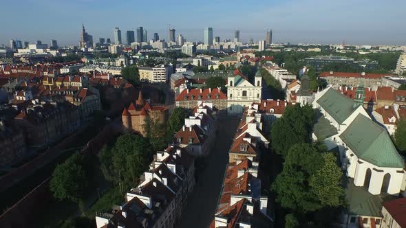 Aerial view of Church of the Holy Spirit and Warsaw Barbican