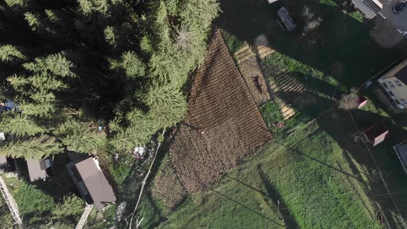 Top view of mountain village. Mountain hill. Carpathian mountains. Wild nature alt