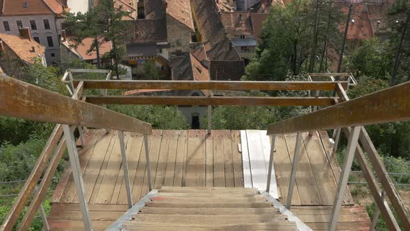 City of Brasov Seen from Wooden Stairs