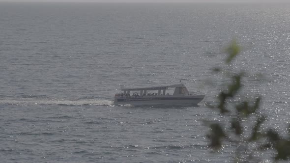 Boat in the Sea. Sveti Stefan. Montenegro alt