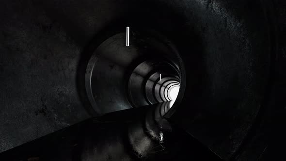 Concrete Round Tunnel With Light At The End