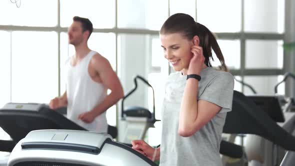 Pretty Girl Working Out at Gym. alt