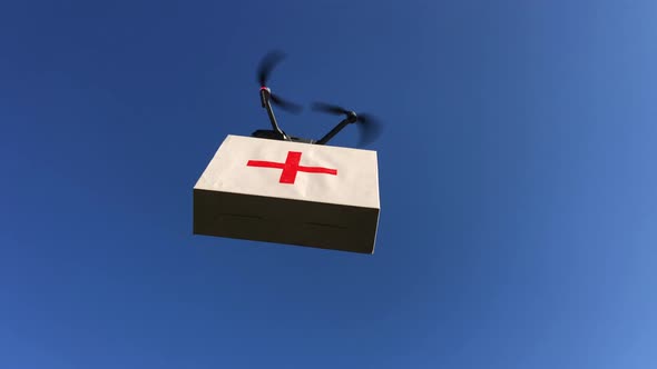 Drone going for Delivering First Aid Box or medicine to costumer during covid-19 alt