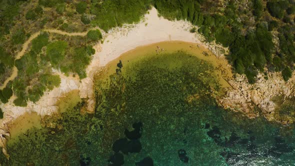 Aerial, Beautiful Sea With Turquoise Water In Sardinia, Italy