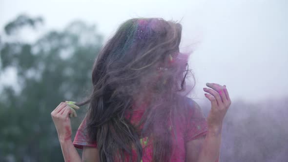 Indian Festival Holi Celebration Slowmotion