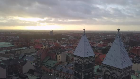 Lund Cathedral Aerial Drone Shot