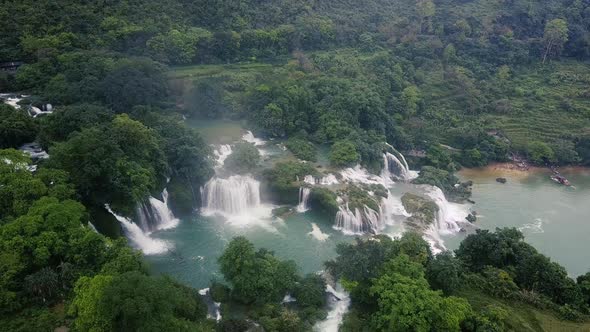 Panorama view of a beautiful waterfall