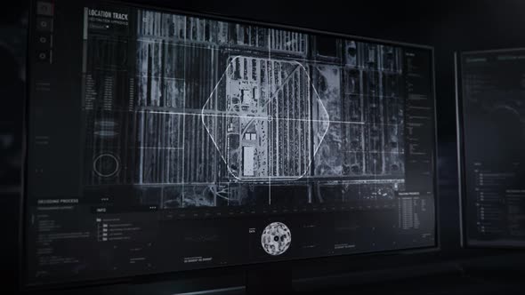 Rows Of Army Vehicles Position Data Scan During Military Surveillance Mission alt