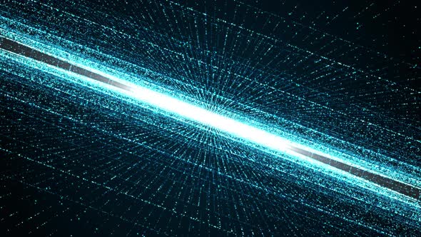 Blue color light beam with digital line technology abstract background seamless loop video