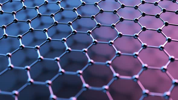 Loopable graphene structure. Rows of carbon atoms. Slow waving movement ...