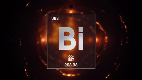 Bismuth as Element 83 of the Periodic Table on Orange Background in Chinese Language