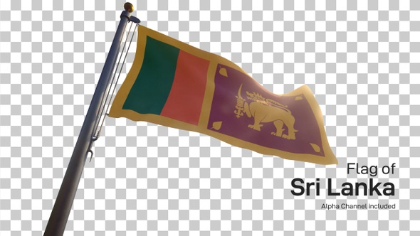 Sri Lanka Flag on a Flagpole with Alpha-Channel alt
