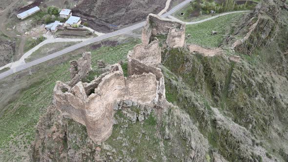 castle ruin ancient aerial alt