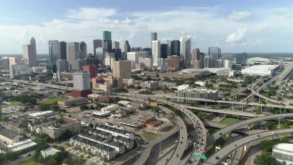 This video is about a high angle aerial view of downtown Houston and surrounding area. This video wa alt