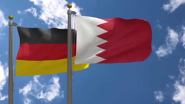 Germany Flag Vs Bahrain On Flagpole alt