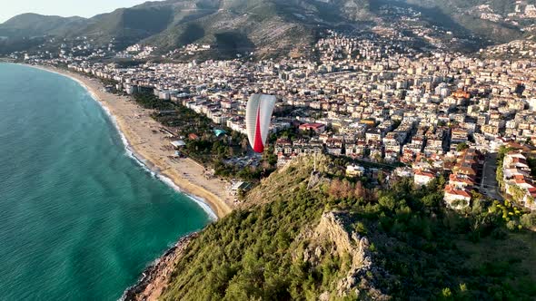 Alanya Castle Alanya Kalesi Aerial View of Mountain and City Turkey alt