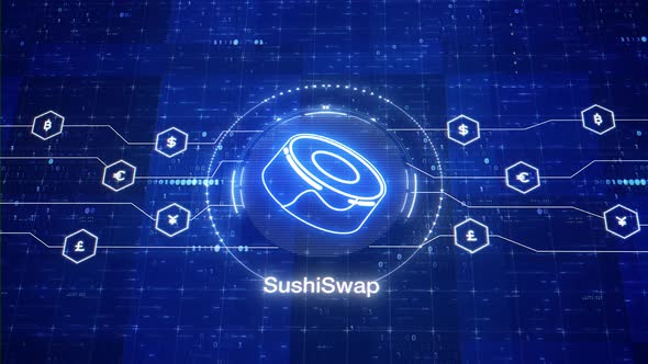 SushiSwap animated logo. SushiSwap cryptocurrency logo. Sushi crypto. Animation of Sushi alt