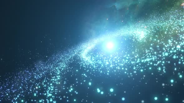 Blue Abstract Particle Nebula Galaxy Fly Through
