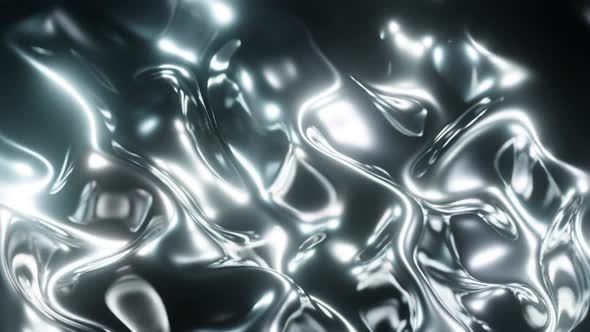 Abstract Silvery Fluid Mercury or Liquid Metal Surface Wave Flow with Reflections