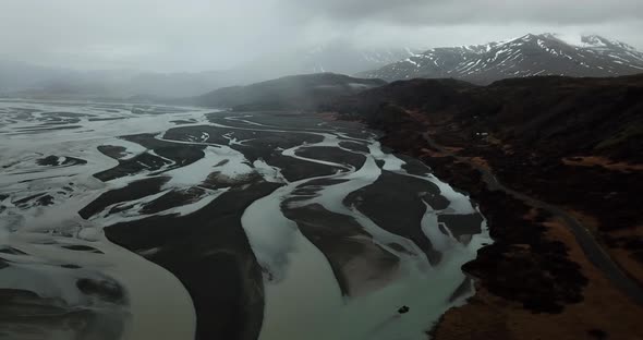 Aerial shot of Hvalnes Nature Reserve in Iceland alt