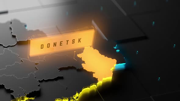 3d map of Ukraine and Donetsk occupied by Russia