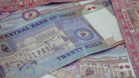 Omani Rials Banknotes. Close Up View of Currency in Oman alt