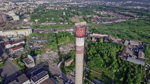 Aerial Top View of the Large Logistics Park with Factories alt