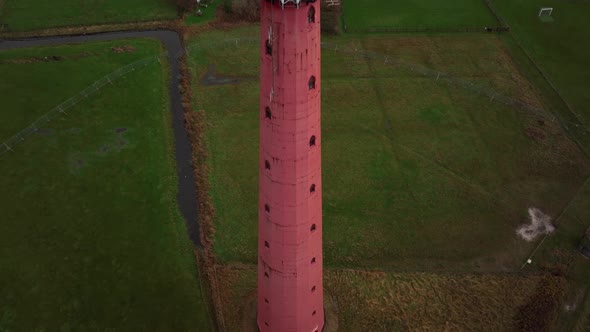 Lighthouse Tower Lange Jaap in Den Helder Drone Aerial Footage 5K Along the Sea Near the Island of alt