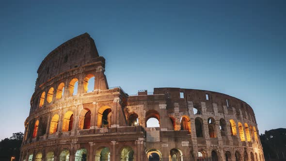 Rome, Italy. Colosseum At Morning Dusk