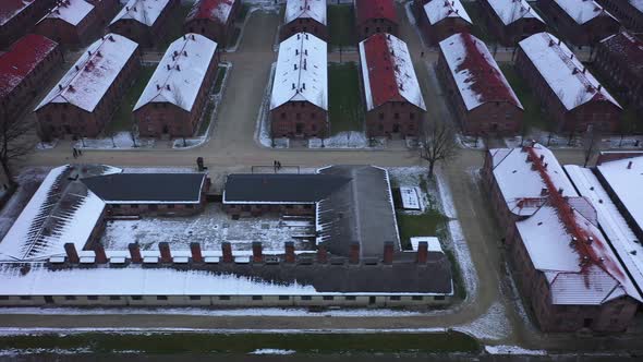 Aerial View of Auschwitz Birkenau a Concentration Camp in Poland alt