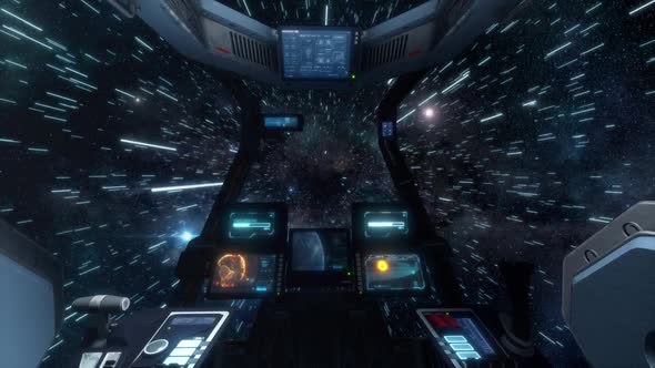 Spaceship Cockpit Interior Before Jumping to Warp Speed alt