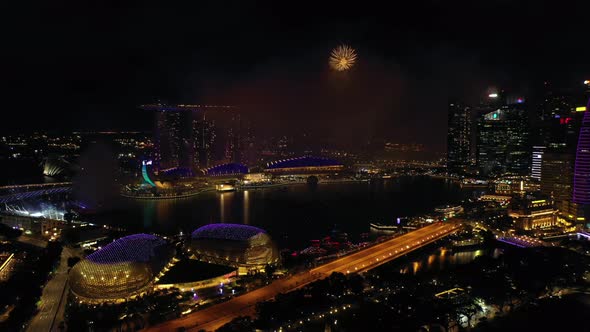 New year 2020 eve fireworks show at Marina Bay Singapore. alt