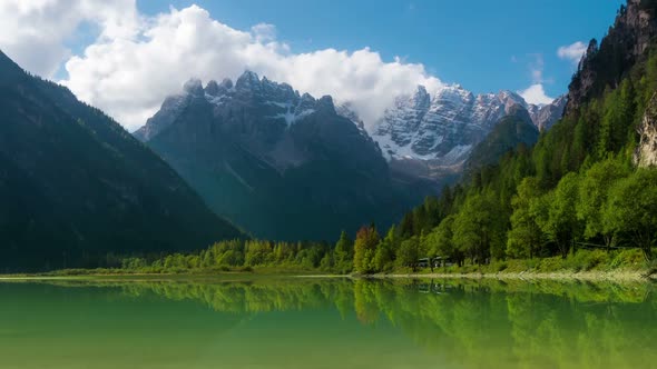 Time Lapse of Lake Landro, Dolomites , Italy alt