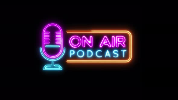 On Air Podcast Neon Sign, Motion Graphics | VideoHive