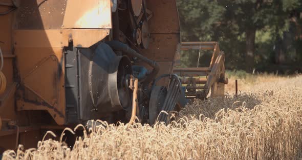 Mechanism of an Old Rust Combine Harvester alt