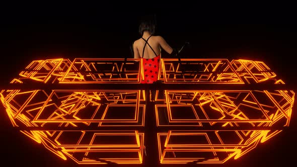 Rotation of a Sexy Girl Surrounded By Lights alt