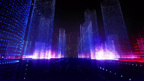 Retro-Futuristic City, Smart City Concept, Working Tracking System on City Streets alt