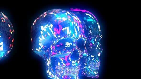 Glowing lowpoly skulls