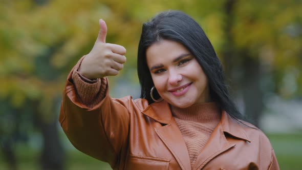 Closeup Young Happy Hispanic Woman Standing Outdoors Smiling White Healthy Toothy Smile Looks at alt