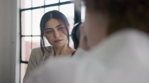 Young Attractive Woman Studio Photoshoot Backstage