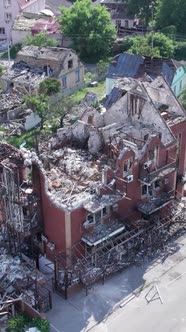 Vertical Video of a Residential Building Destroyed By the War in Ukraine alt