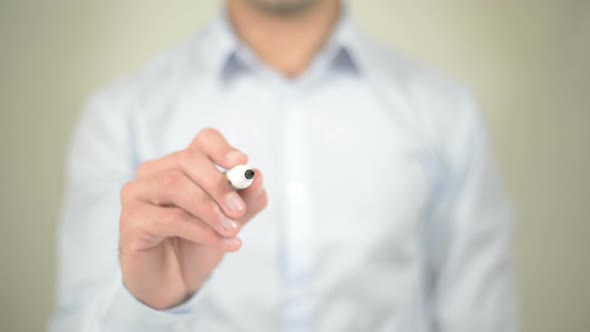 Setup, Businessman Writing on Transparent Screen alt