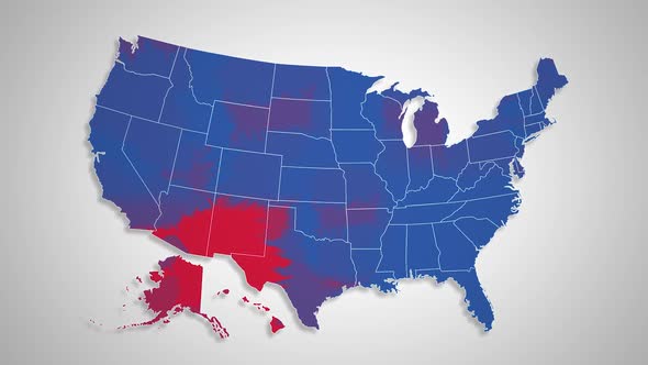 USA Map - Red States Changing to Blue States alt