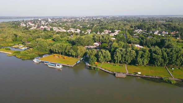 Flight Over the City of Vylkovo Ukraine in the South alt