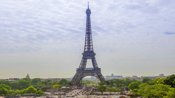 Eiffel Tower and Day Clouds