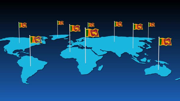 Sri Lanka National Flag Fly On Earth Map Animation alt