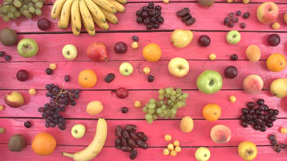 Fruits on Pink Ecological Background